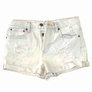 Forever 21 Button Fly Cuffed Light Denim Shorts